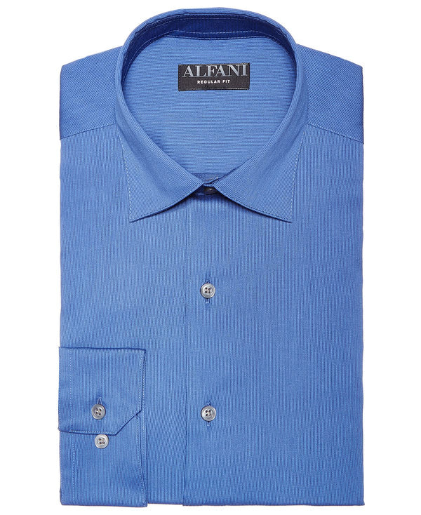 Alfani Alfatech By Bedford Cord Classic/regular Fit Dress Shirt Dark Indigo