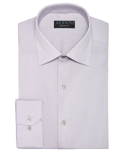 Alfani Alfatech By Bedford Cord Classic/regular Fit Dress Shirt Silver