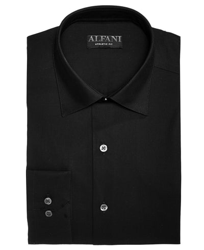 Alfani Alfatech By Big & Tall Solid Dress Shirt Black