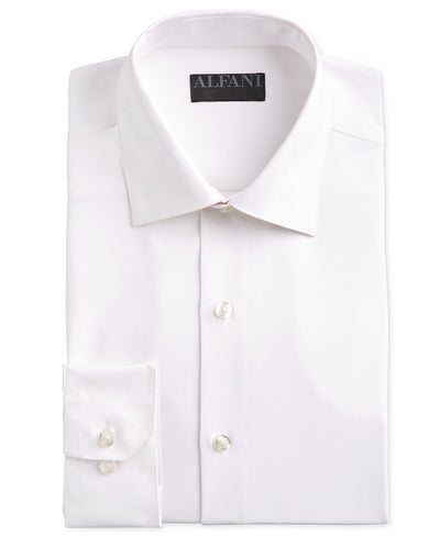 Alfani Alfatech By Fitted Performance Stretch Solid Dress Shirt Optic White