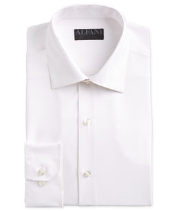 Alfani Alfatech By Fitted Performance Stretch Solid Dress Shirt Optic White thumbnail 1