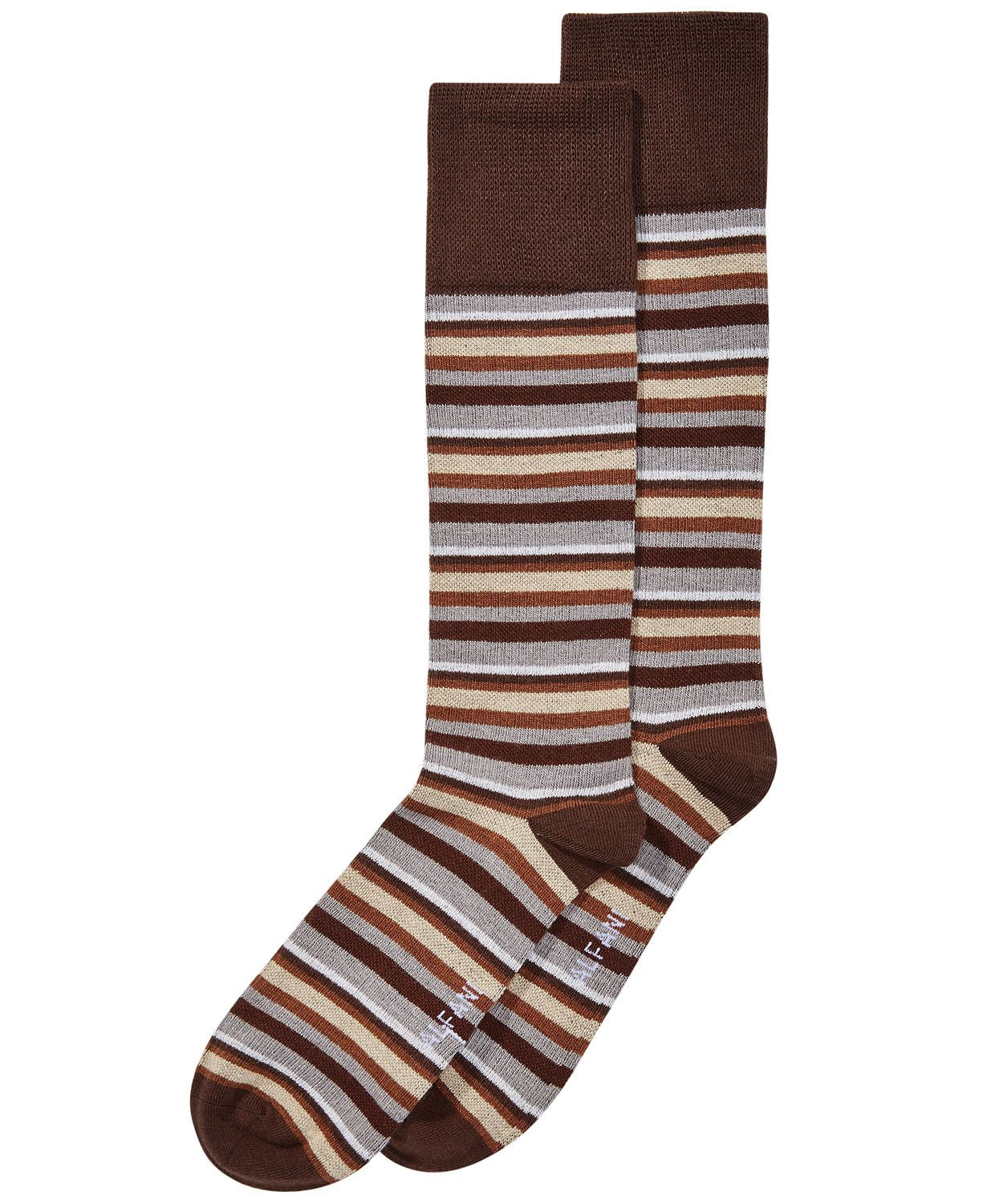 Alfani Alfatech By Ribbed Striped Dress Socks Brown White