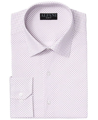 Alfani Alfatech By Slim-fit Performance Stretch Easy-care Dress Shirts White/Lavender