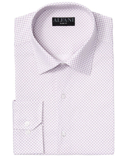 Alfani Alfatech By Slim-fit Performance Stretch Easy-care Dress Shirts White/Lavender thumbnail 1