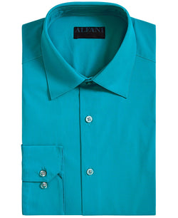 Alfani Alfatech By Slim-fit Performance Stretch Easy-care Solid Dress Shirt Aqua thumbnail 1