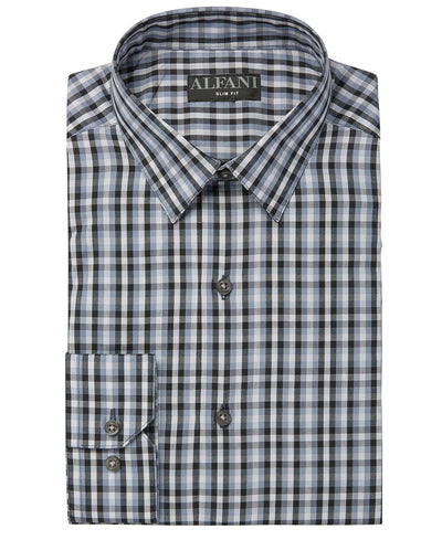 Alfani Alfatech Gingham Dress Shirt Grey