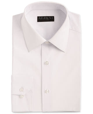 Alfani Alfatech Slim-fit Performance Stretch Moisture-wicking Wrinkle-resistant Cube-print Dress Shirt White