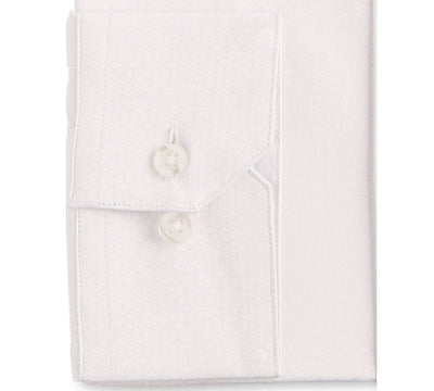 Alfani Alfatech Slim-fit Performance Stretch Moisture-wicking Wrinkle-resistant Cube-print Dress Shirt White