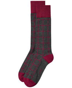 Alfani Alfatech Window pane-plaid Dress Socks Black Red thumbnail 2