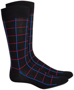 Alfani Alfatech Window pane-plaid Dress Socks Black Red thumbnail 3