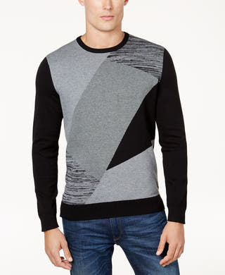 Alfani Angled Colorblocked Sweater  Deep Black