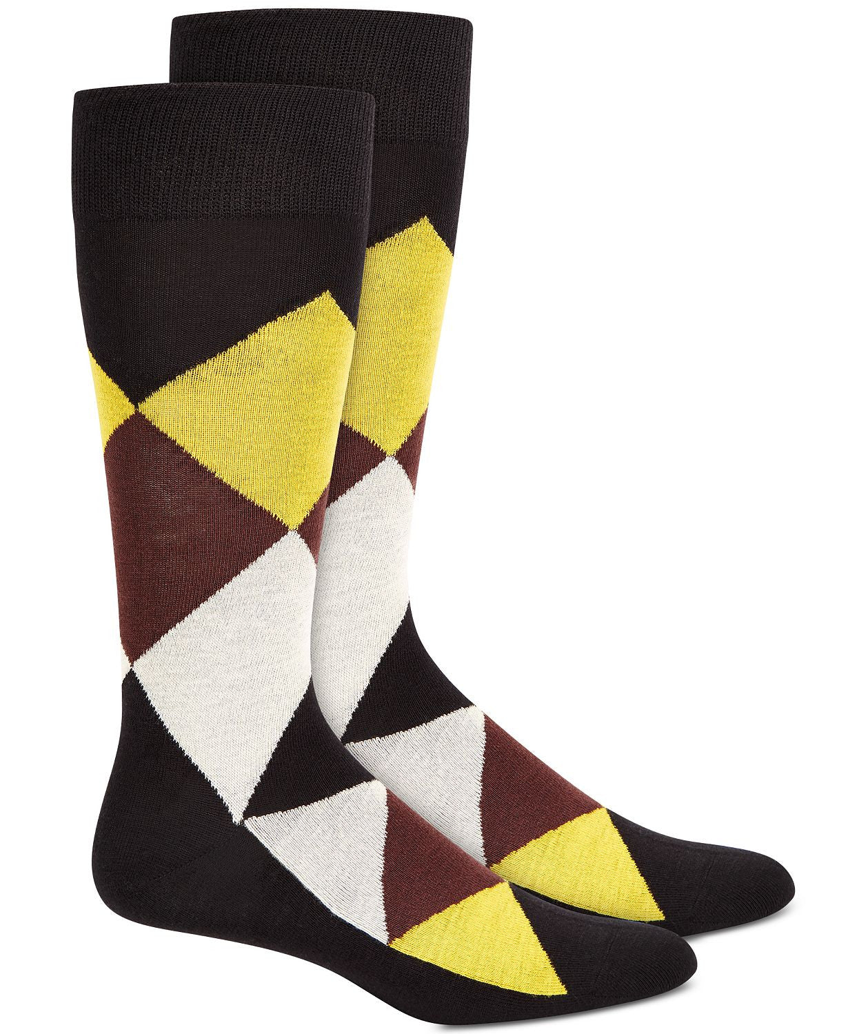 Alfani Argyle Socks  Brown Yellow
