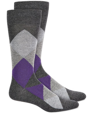 Alfani Argyle Socks Charcoal Purple