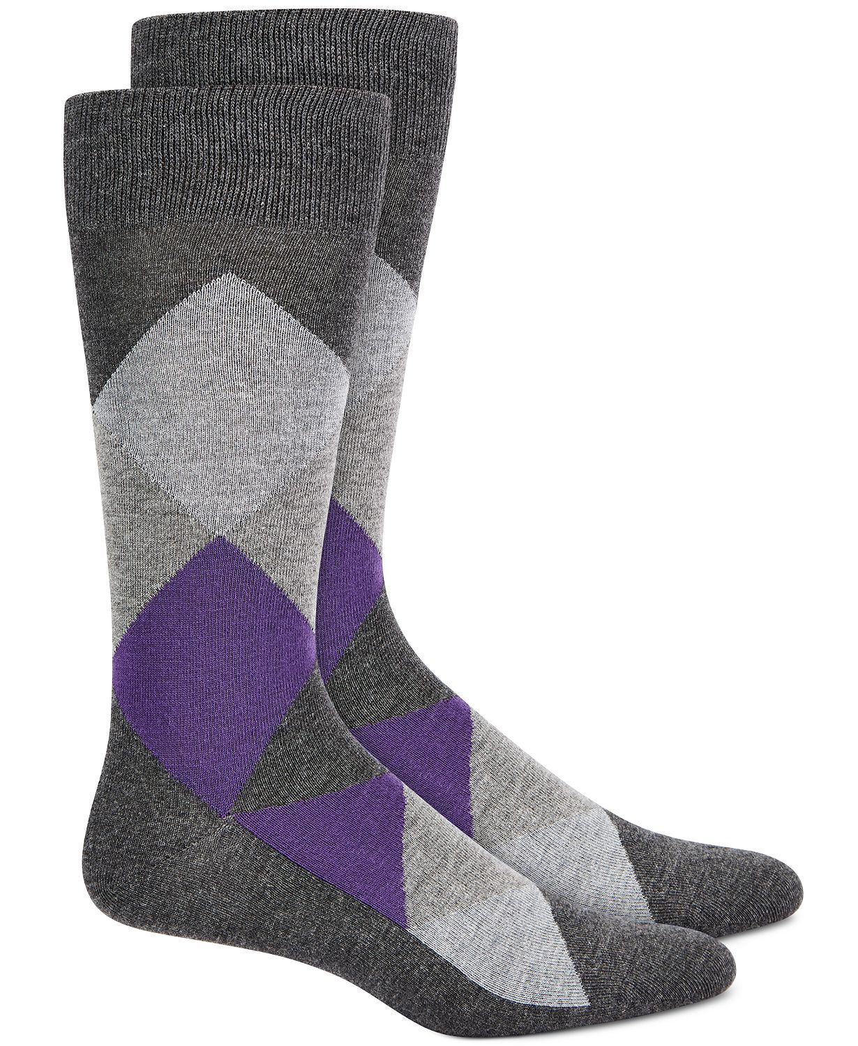 Alfani Argyle Socks Charcoal Purple