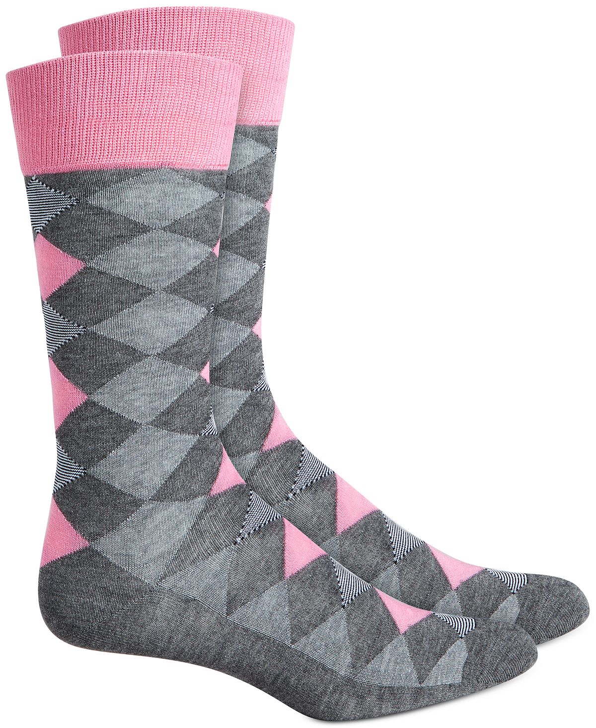 Alfani Argyle Socks Grey Pink