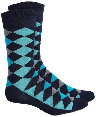 Alfani Argyle Socks Navy Aqua