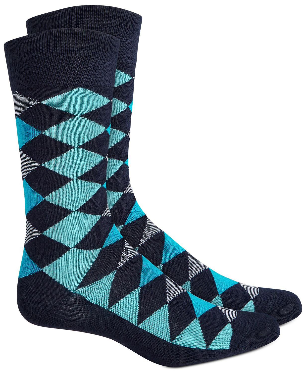 Alfani Argyle Socks Navy Aqua