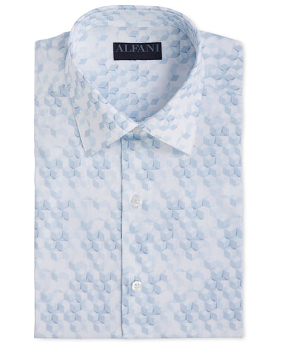 Alfani Assorted Alfatech By Athletic Fit Print Dress Shirts White Lt Blue