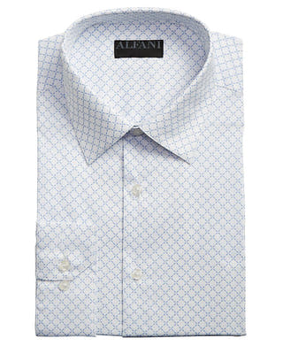 Alfani Assorted Alfatech By Classic/regular Fit Performance Print Dress Shirts White/Blue
