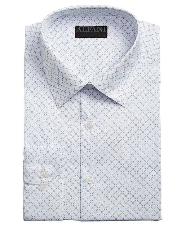 Alfani Assorted Alfatech By Classic/regular Fit Performance Print Dress Shirts White/Blue