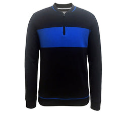 Alfani Baseball Ottoman Quarter Zip Sweatshirt Deep Black thumbnail 2