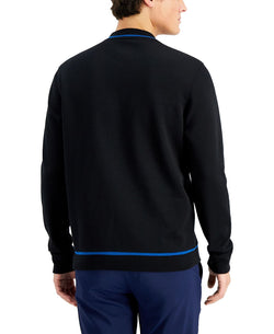 Alfani Baseball Ottoman Quarter Zip Sweatshirt Deep Black thumbnail 4
