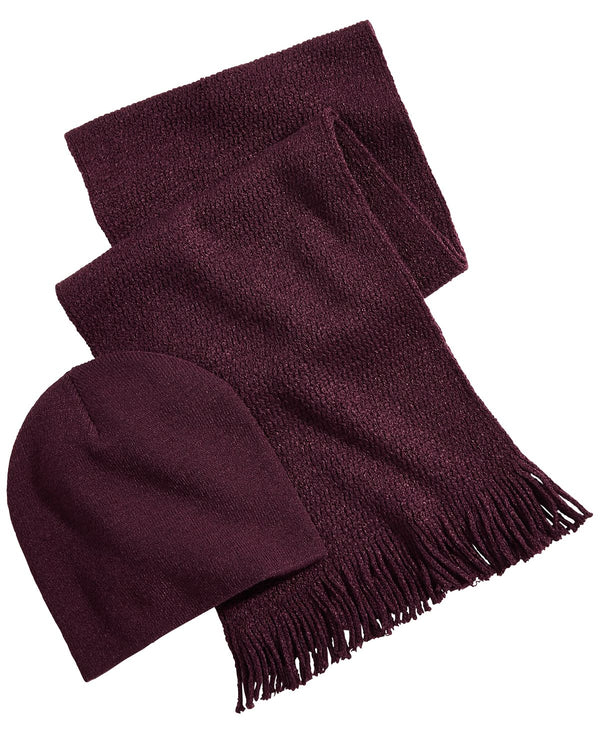Alfani Beanie & Scarf Gift Set Burgundy