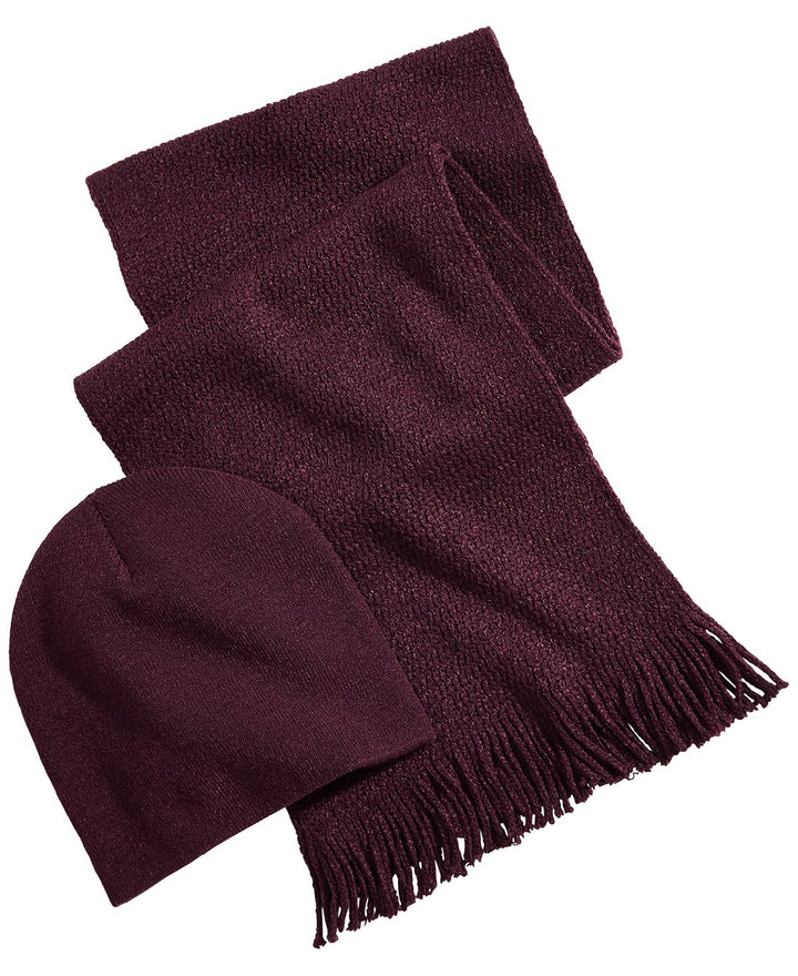 Alfani Beanie & Scarf Gift Set Burgundy