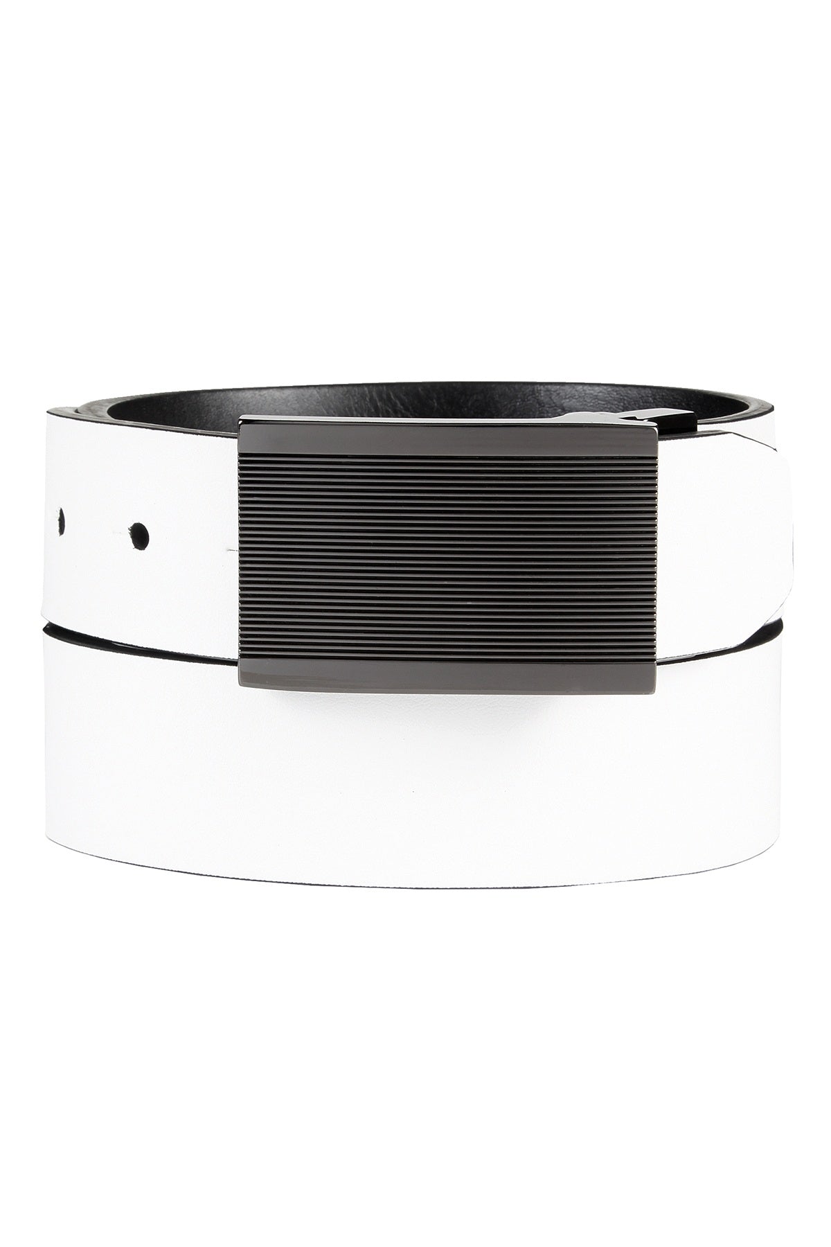 Alfani Black/White Cut-Edge Plaque Buckle Reversible Belt
