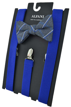 Alfani Blue/Grey Bow Tie & Suspenders 2-Piece Set thumbnail 2