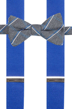 Alfani Blue/Grey Bow Tie & Suspenders 2-Piece Set thumbnail 1