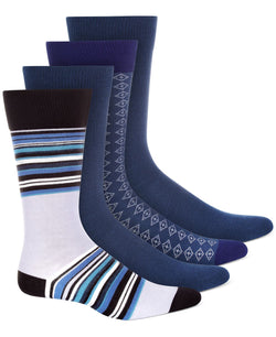 Alfani Blue Printed Crew Socks 4 Pk. Navy Pack thumbnail 1