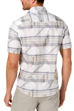 Alfani Bright White/Beige Grid-Print Shirt thumbnail 2