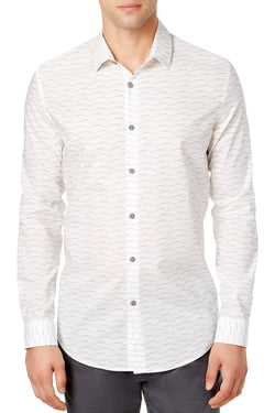 Alfani Bright White/Green Geo-Print Hudson Shirt thumbnail 1
