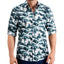 Alfani Classic-fit Ikat-print Utility Shirt Deep Ocean Green