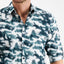 Alfani Classic-fit Ikat-print Utility Shirt Deep Ocean Green
