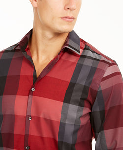 Alfani Classic-fit Plaid Shirt Cherry Candy thumbnail 3