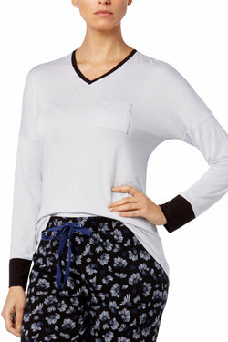 Alfani Colorblock Contrast Cuff Top in City Silver thumbnail 1