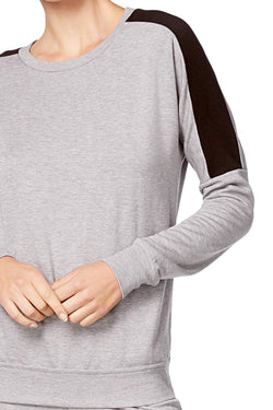 Alfani Colorblock Lounge Top in Grey Heather thumbnail 3