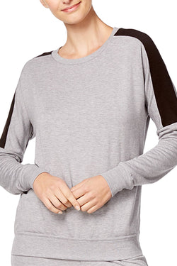 Alfani Colorblock Lounge Top in Grey Heather thumbnail 1