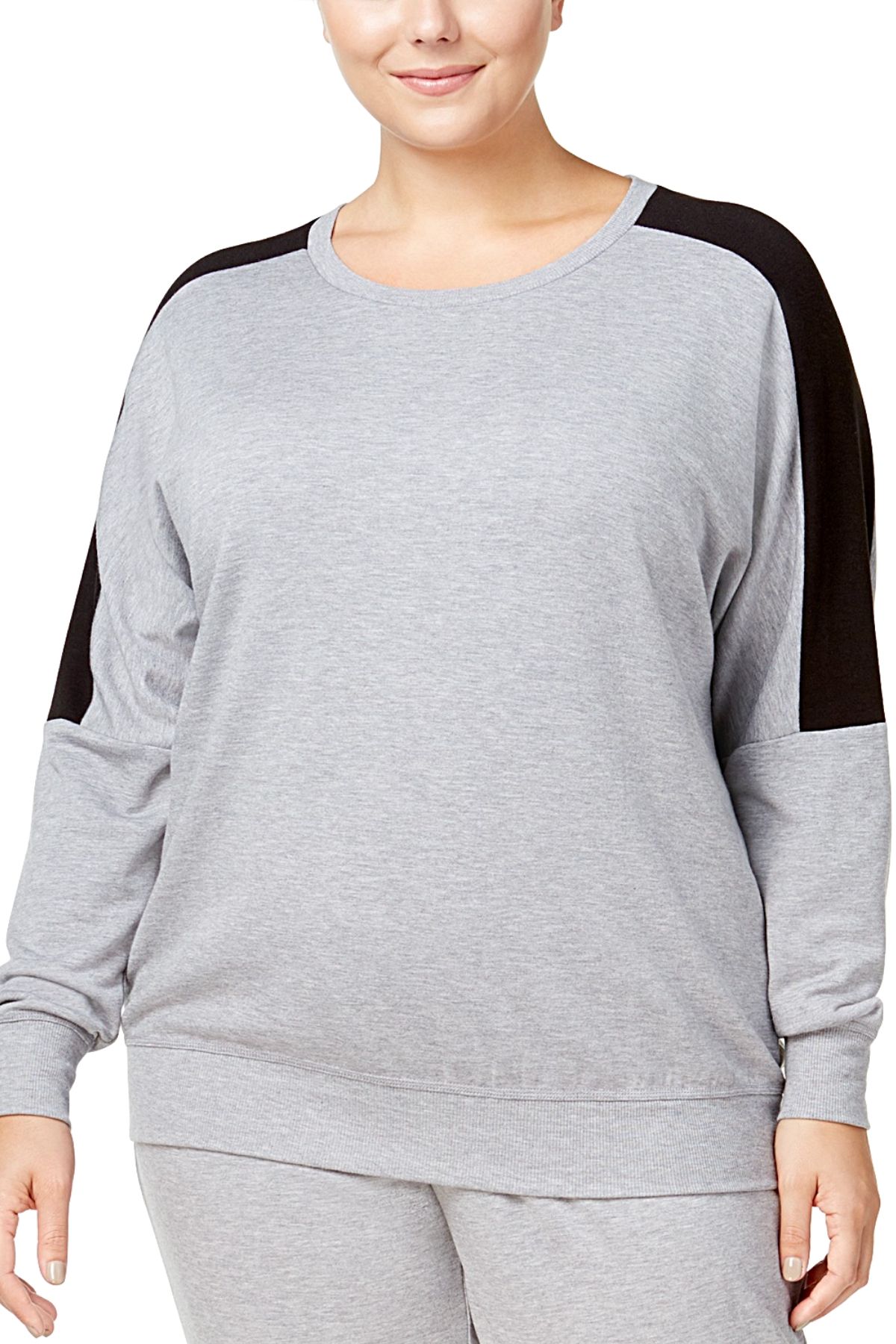 Alfani Colorblock Lounge Top in Grey Heather