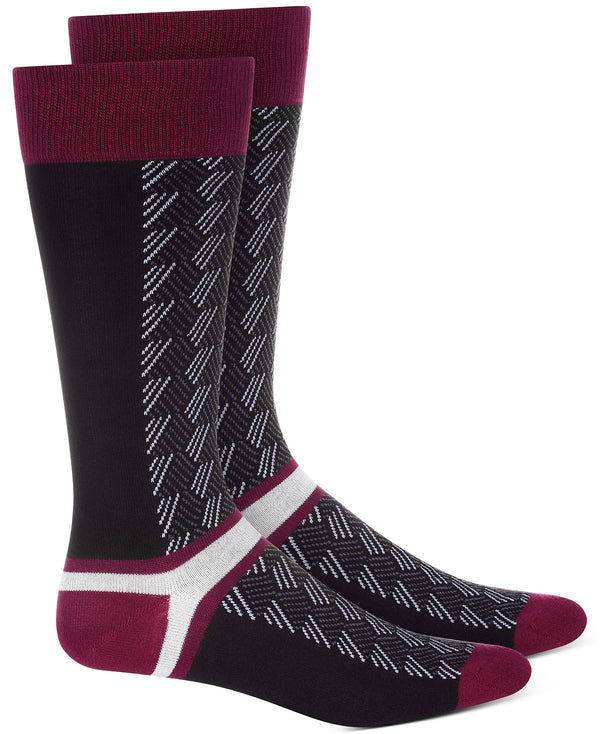 Alfani Colorblocked Patterned Dress Socks Grey Diamond