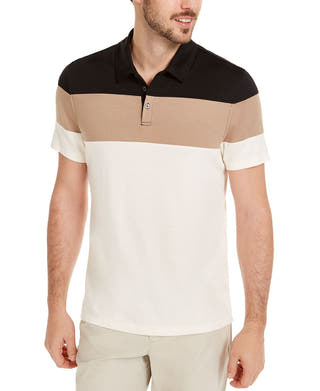 Alfani Colorblocked Polo Shirt Sand