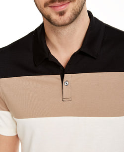 Alfani Colorblocked Polo Shirt Sand thumbnail 3