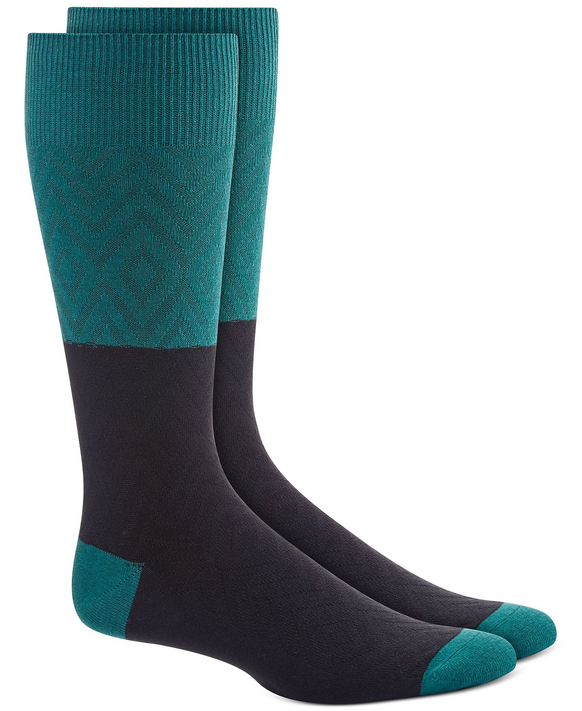 Alfani Colorblocked Textured Diamond Socks Green