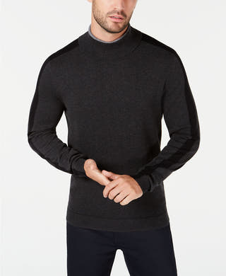 Alfani Colorblocked Turtleneck  Heather Onyx