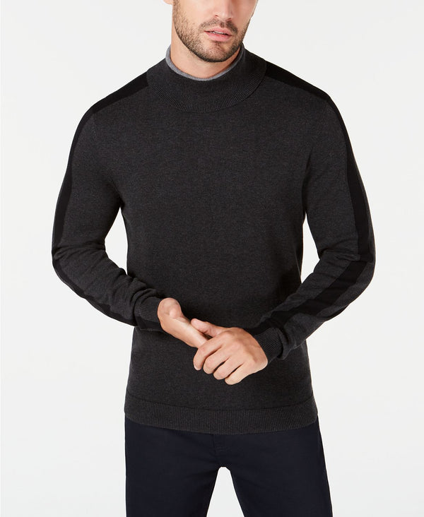 Alfani Colorblocked Turtleneck  Heather Onyx