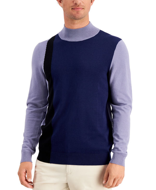 Alfani Colorblocked Turtleneck Sweater Navy