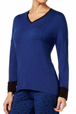 Alfani Contrast Cuff Lounge Top in Nautical Star Blue thumbnail 3