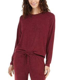 Alfani Cozy Knit Long Sleeve Sleep Top Dried Berry thumbnail 1
